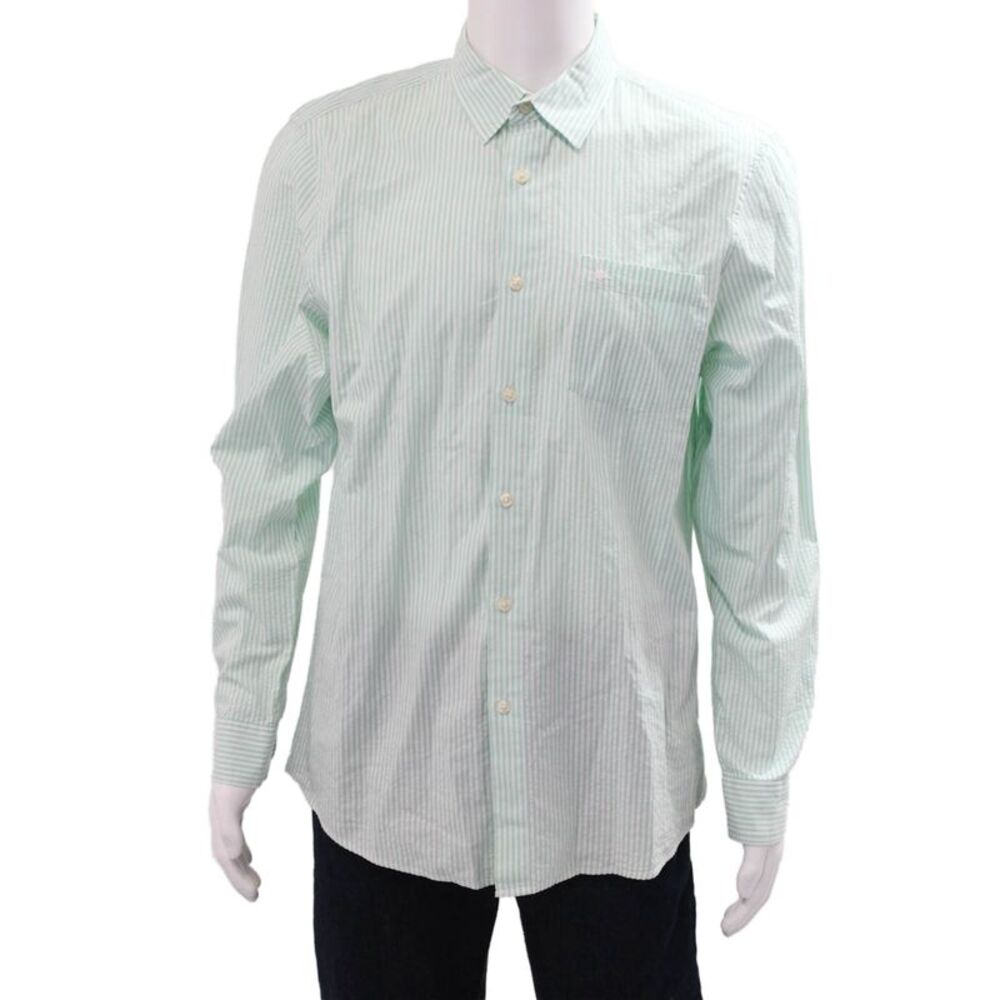 Jack Wills Men Button-Down Light Blue Striped Long Sleeve Cotton Size L